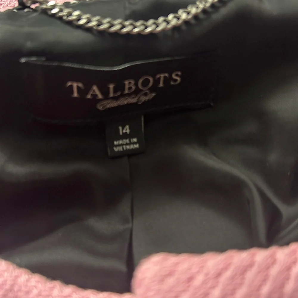 Talbots Pink Textured Blazer with Black Buttons Size 14, Like New - Picture 2 of 5